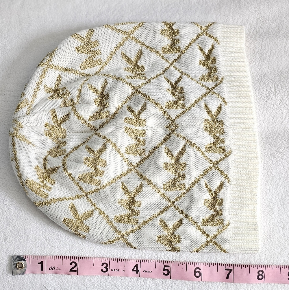Michael Kors Gold and Cream Patterned Beanie - Picture 6 of 6